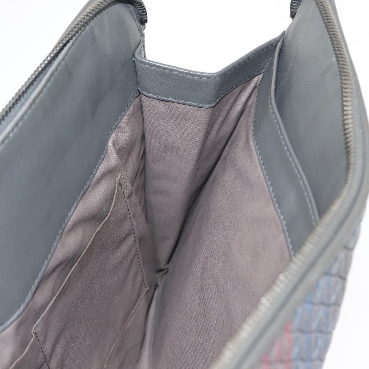 BOTTEGA VENETA INTRECCIATO Clutch Bag Leather Gray Auth 155090