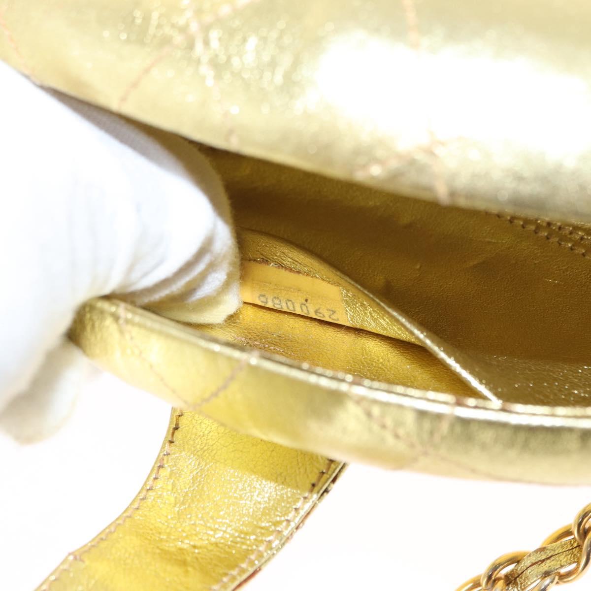 CHANEL Matelasse Clutch Bag Leather Gold CC Auth 155096