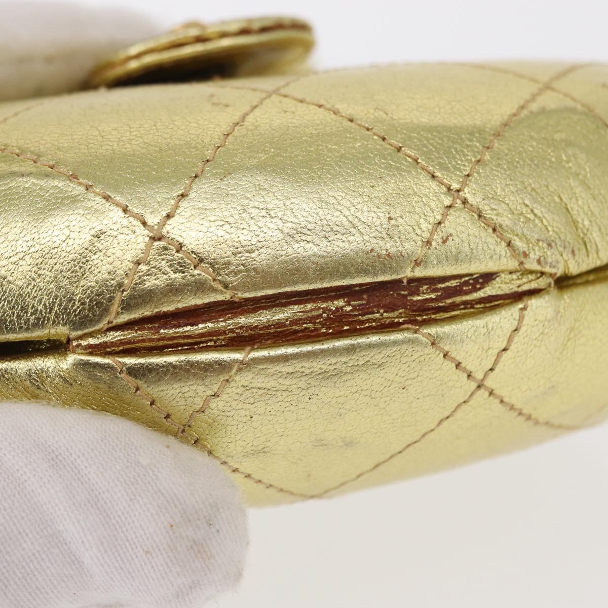 CHANEL Matelasse Clutch Bag Leather Gold CC Auth 155096