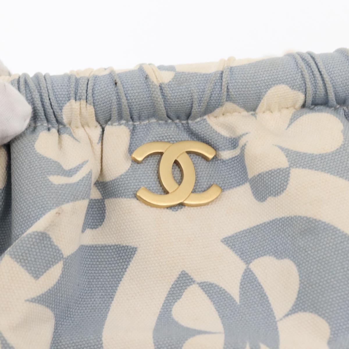 CHANEL Chain Shoulder Bag Canvas Gold Light Blue CC Auth 155097