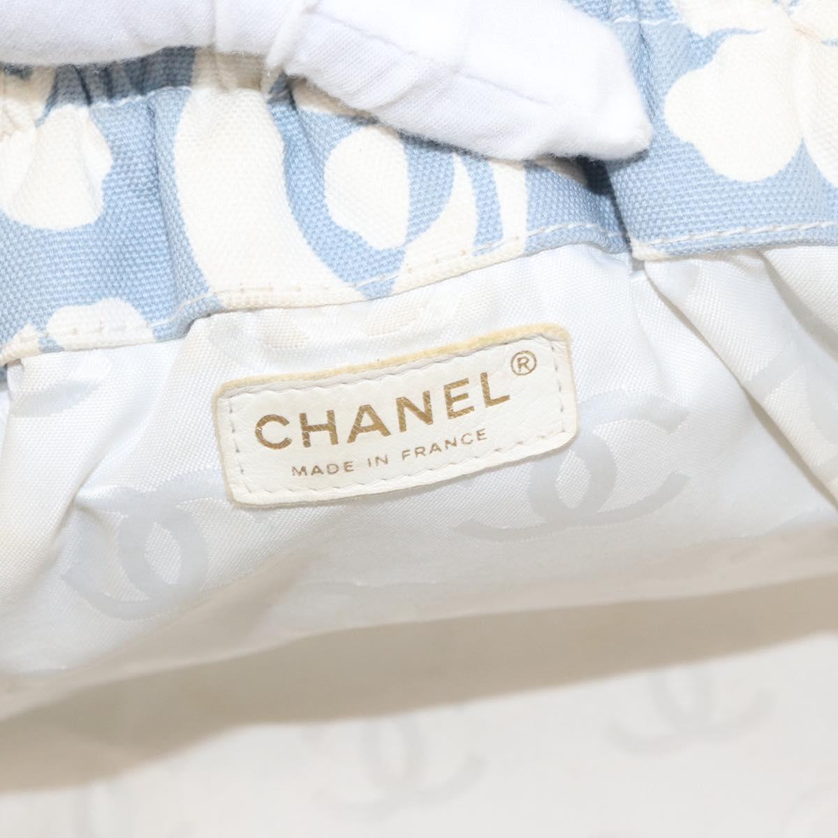 CHANEL Chain Shoulder Bag Canvas Gold Light Blue CC Auth 155097