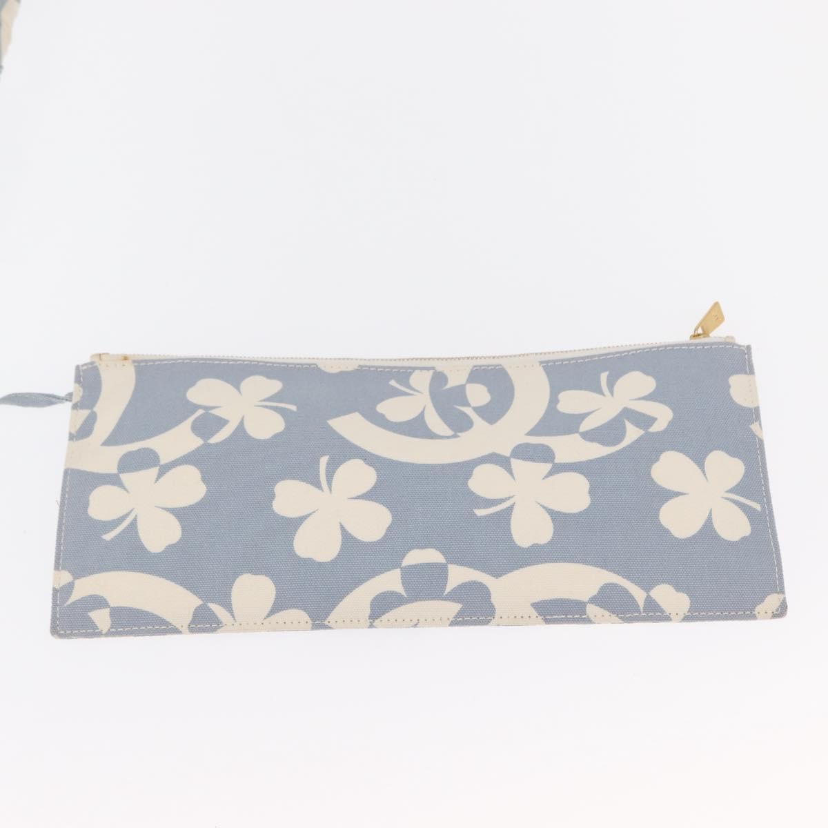 CHANEL Chain Shoulder Bag Canvas Gold Light Blue CC Auth 155097