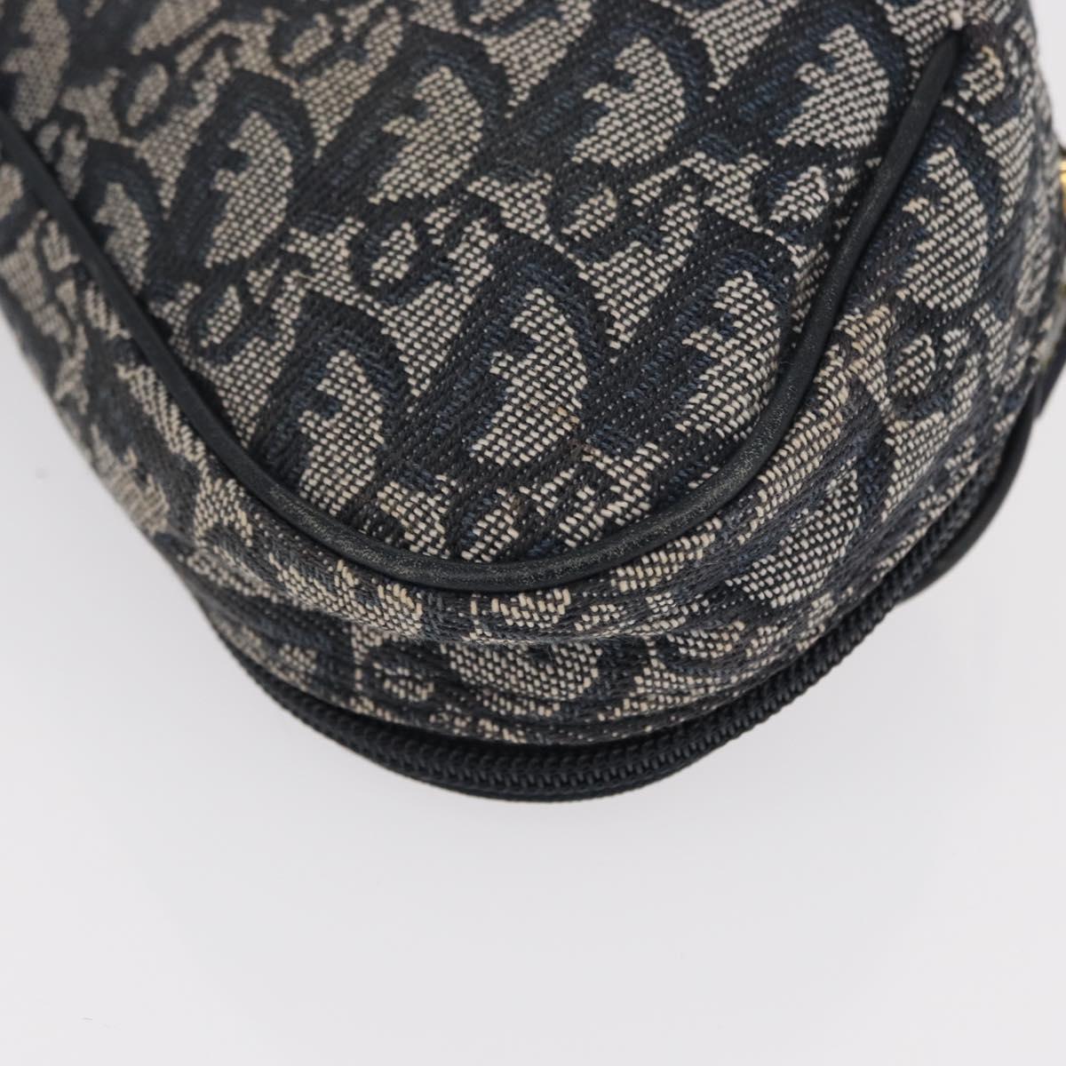 Christian Dior Trotter Canvas Saddle Pouch Accessory Pouch Navy Gold Auth 155099