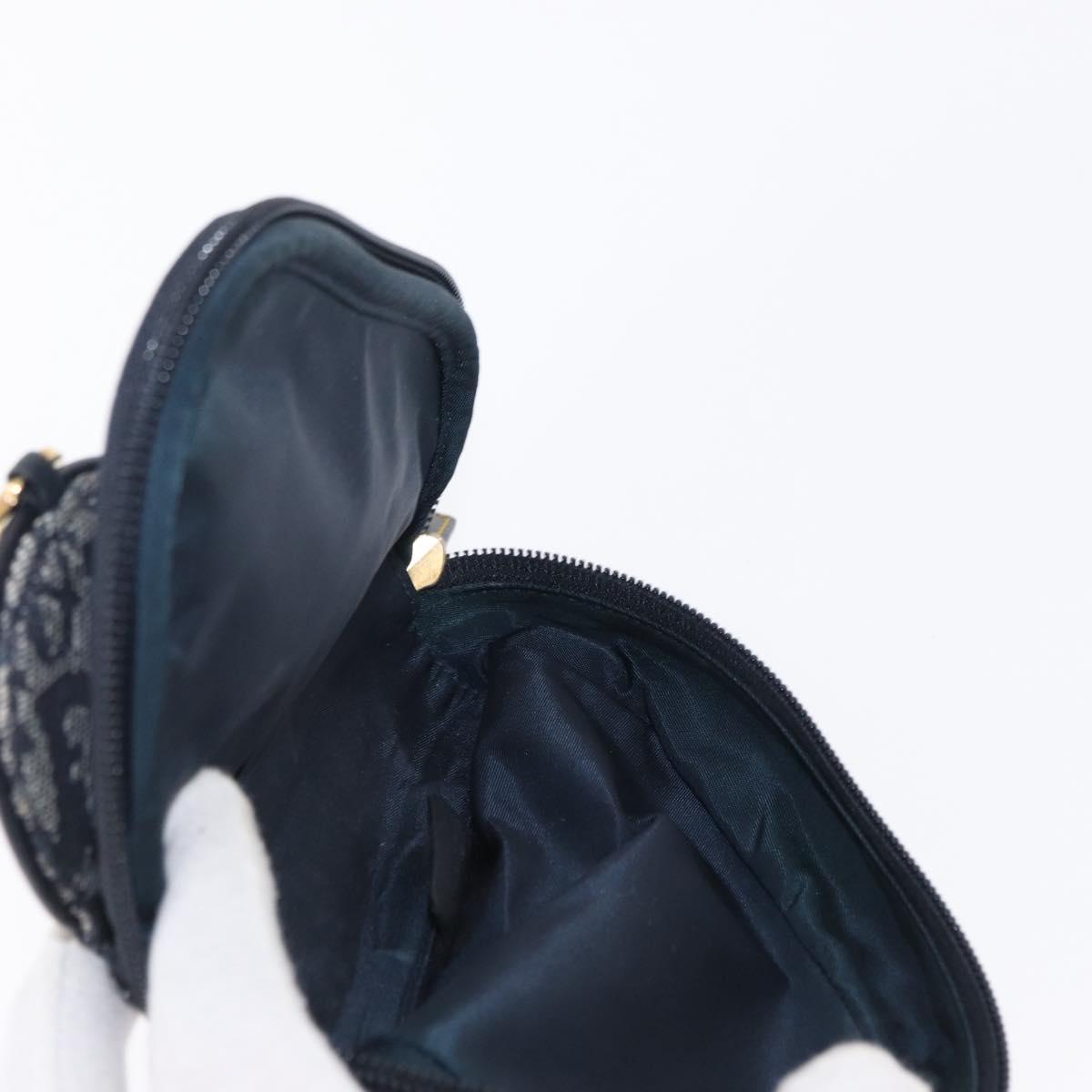 Christian Dior Trotter Canvas Saddle Pouch Accessory Pouch Navy Gold Auth 155099