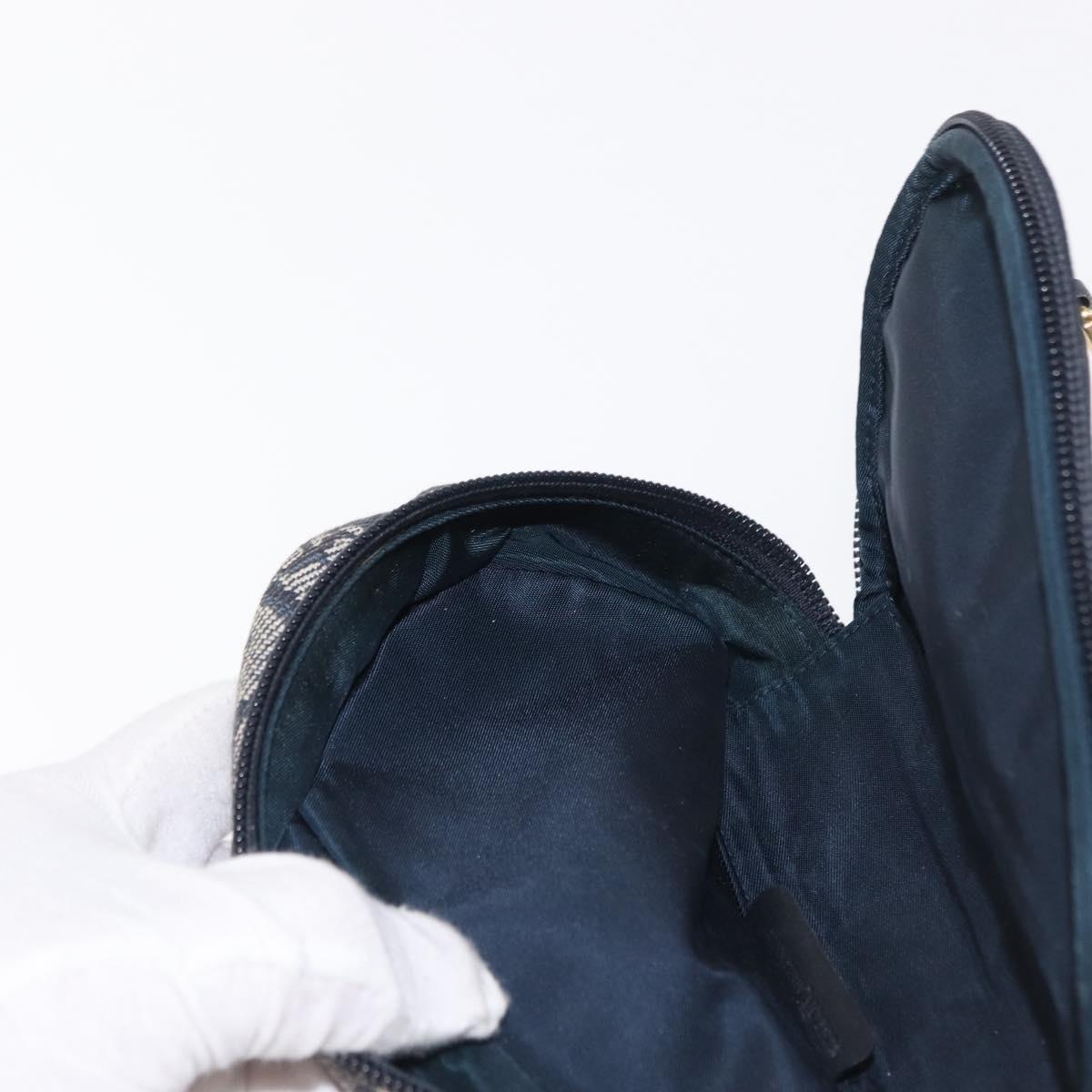 Christian Dior Trotter Canvas Saddle Pouch Accessory Pouch Navy Gold Auth 155099