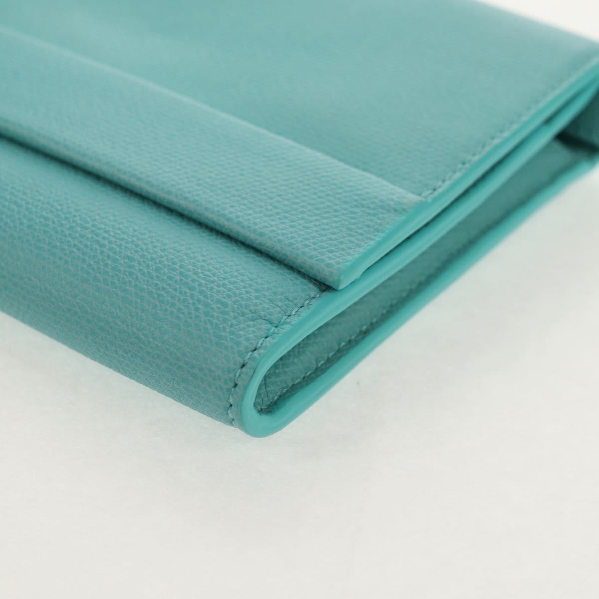 TIFFANY&Co. Shoulder Wallet Leather Turquoise Blue Auth 155100M