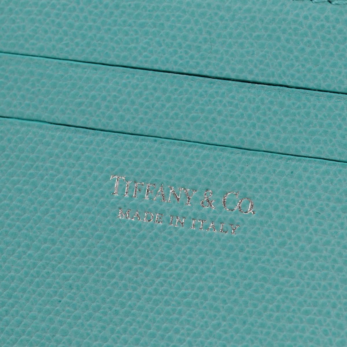 TIFFANY&Co. Shoulder Wallet Leather Turquoise Blue Auth 155100M