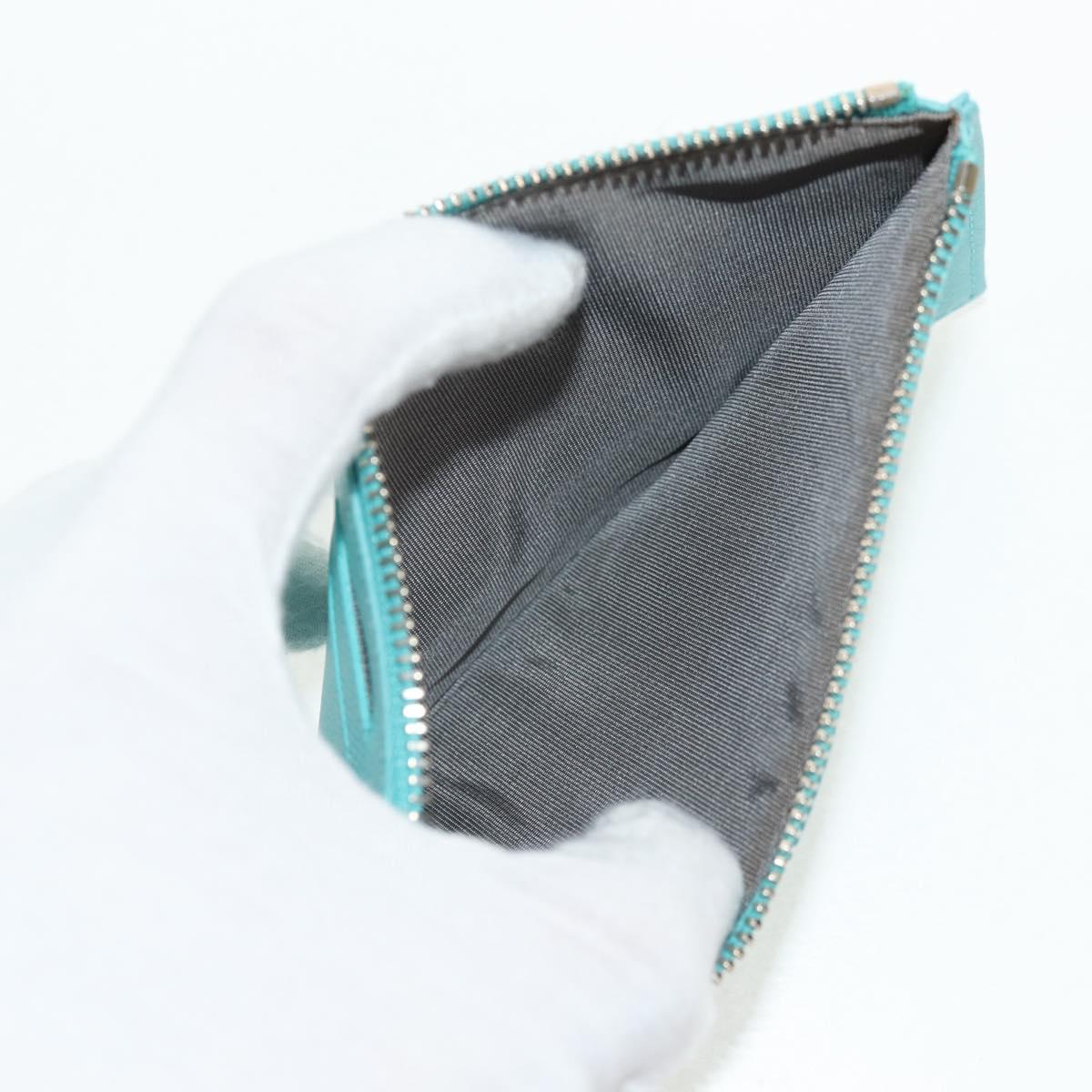 TIFFANY&Co. Shoulder Wallet Leather Turquoise Blue Auth 155100M