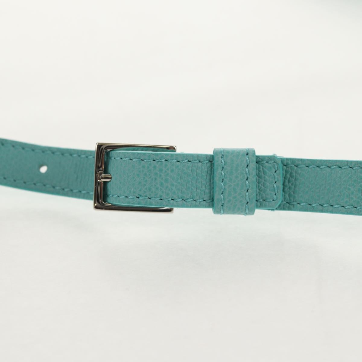 TIFFANY&Co. Shoulder Wallet Leather Turquoise Blue Auth 155100M