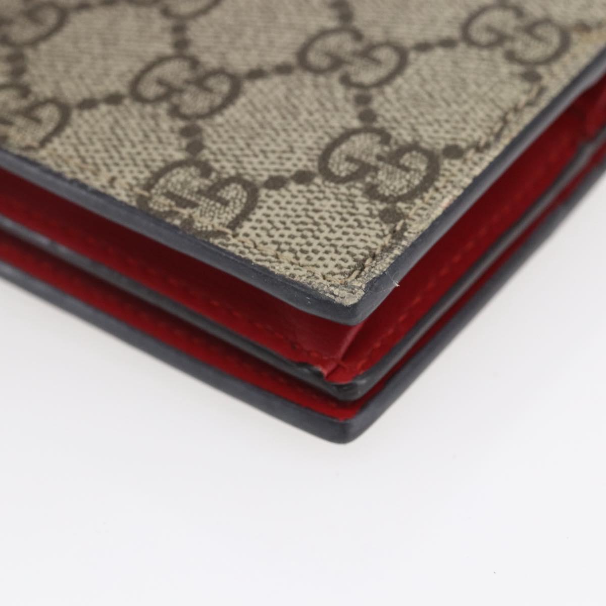 GUCCI GG Supreme Bifold Wallet PVC Leather Beige 499380 Auth 155101