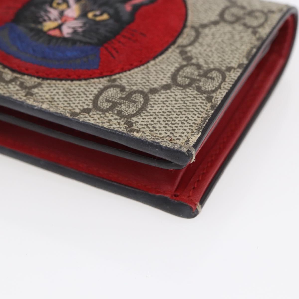 GUCCI GG Supreme Bifold Wallet PVC Leather Beige 499380 Auth 155101