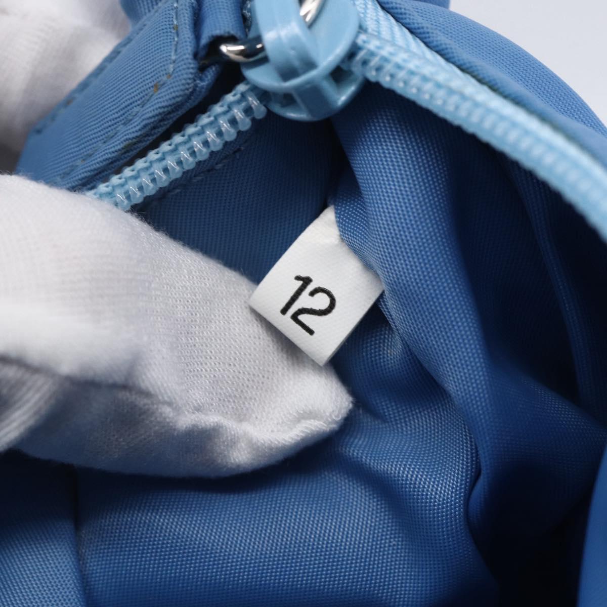 PRADA Hand Pouch Nylon Light Blue Silver Auth 155104V