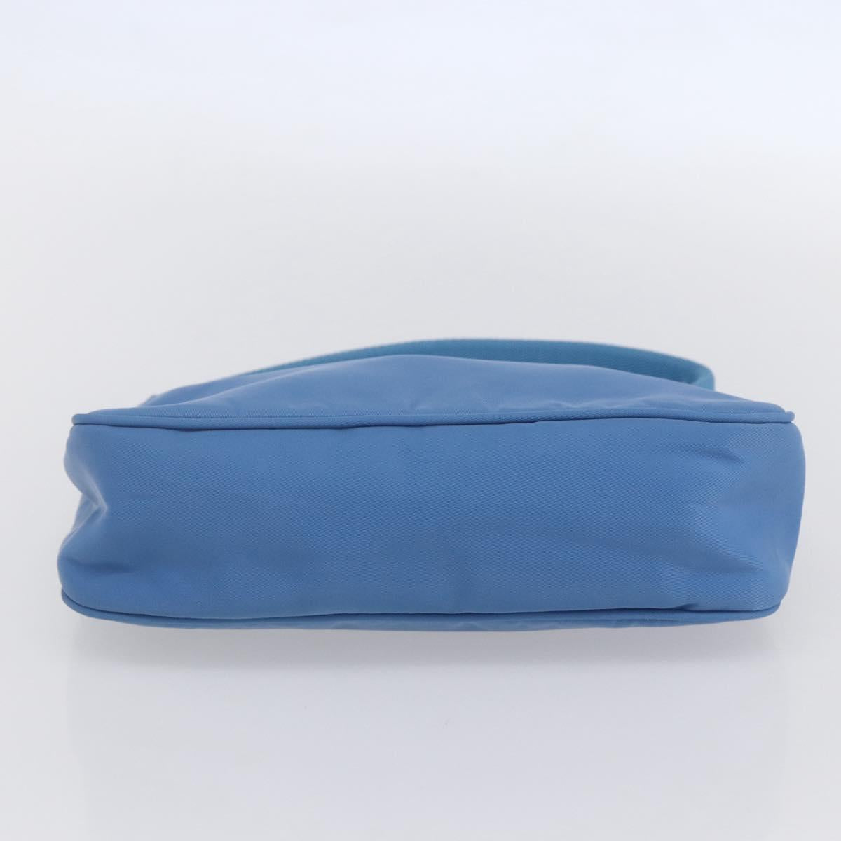PRADA Hand Pouch Nylon Light Blue Silver Auth 155104V