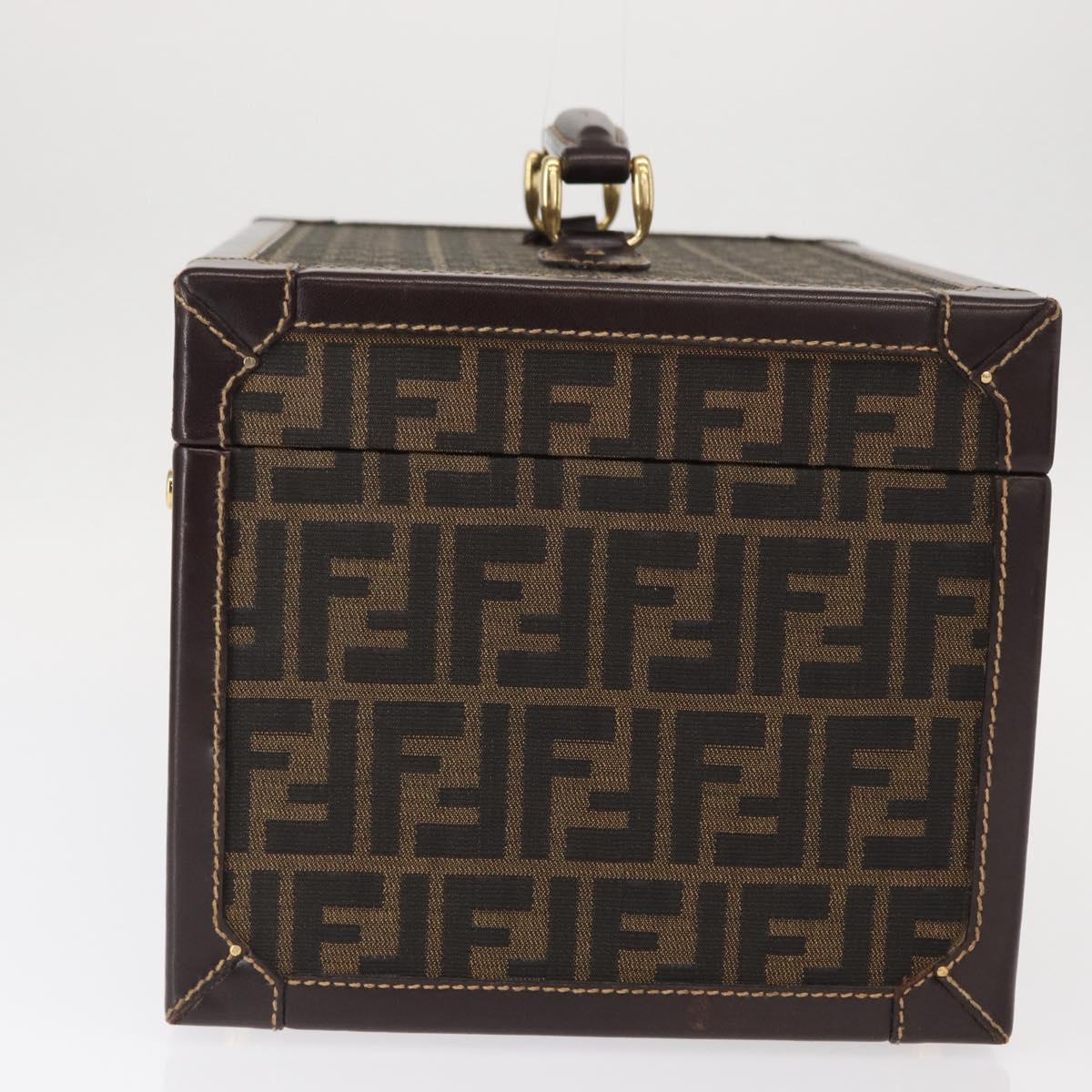 FENDI Vanity Case Zucca Canvas Black Brown Auth 155108SAV