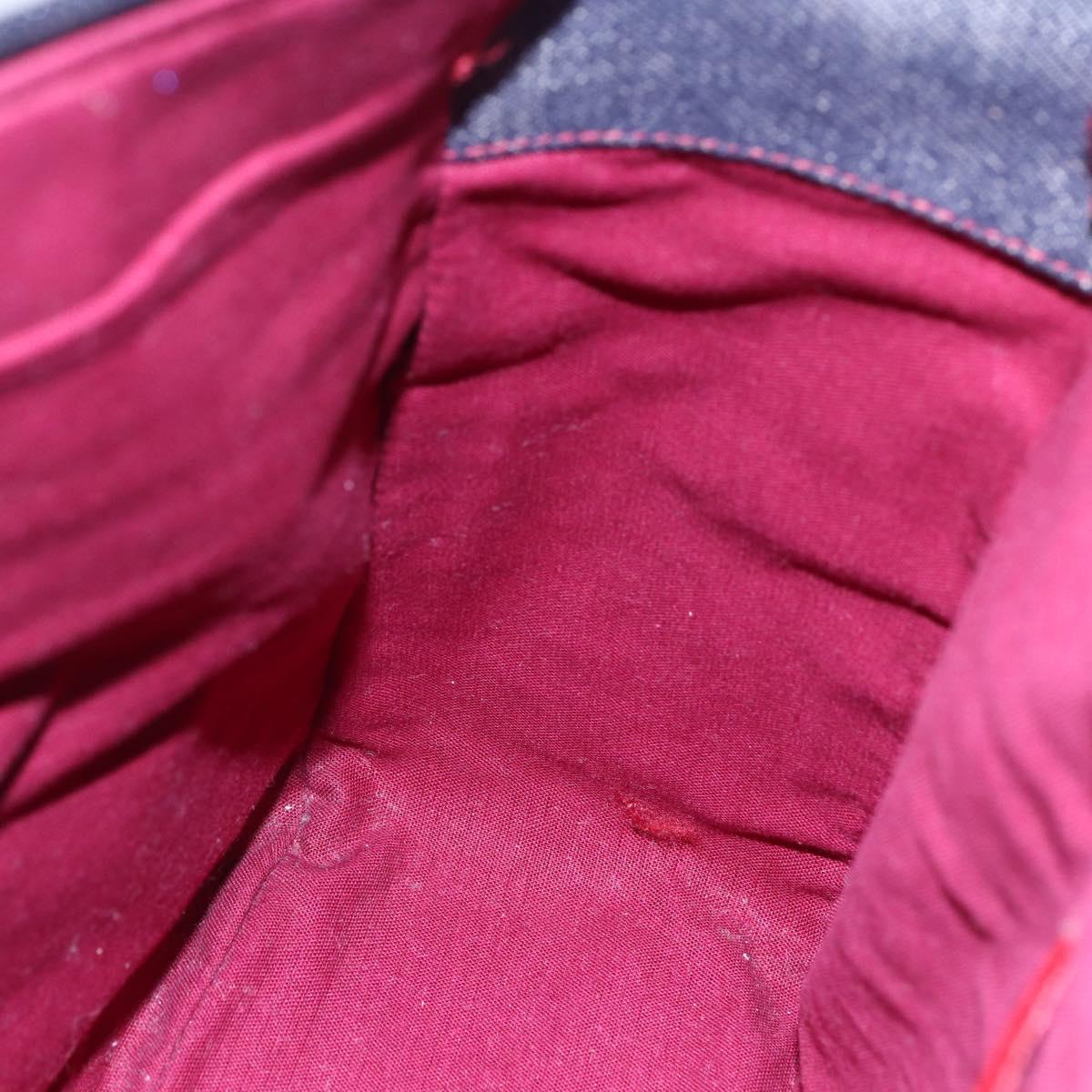 BURBERRY Nova Check Tote Bag Denim Blue Beige Silver Auth 155109