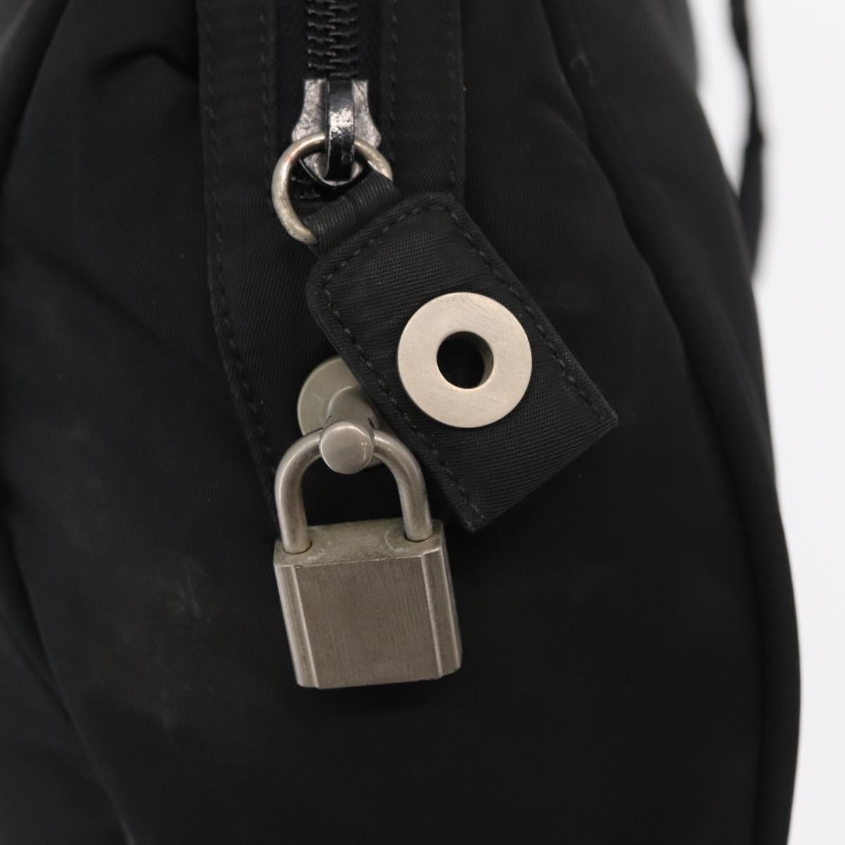 PRADA Hand Bag Nylon Black Silver Auth 155111