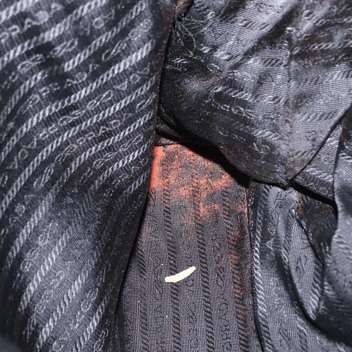 PRADA Hand Bag Nylon Black Silver Auth 155111