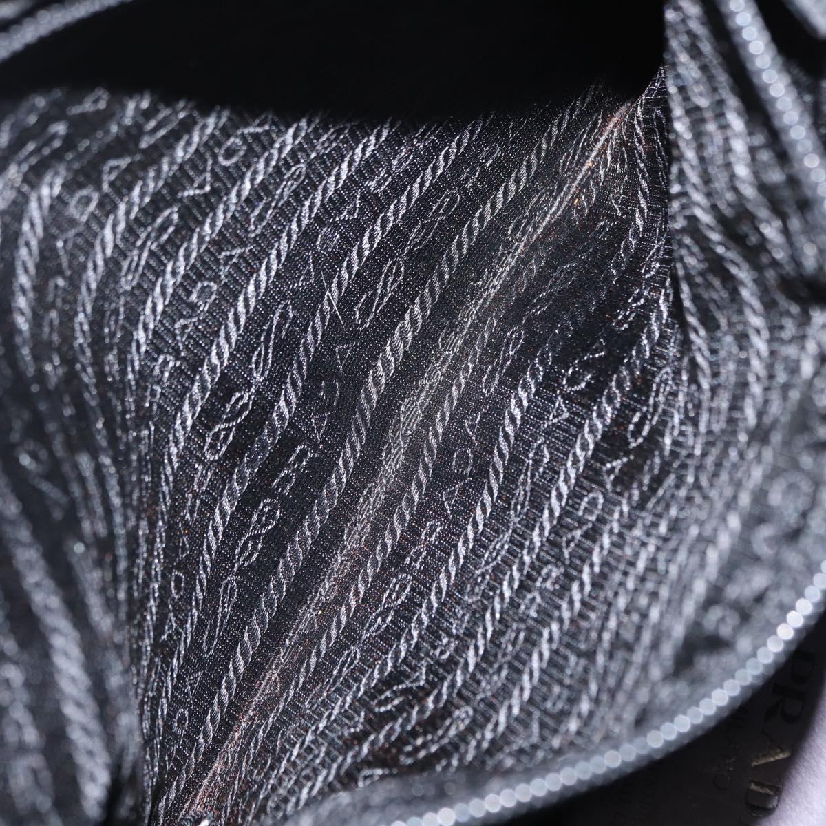 PRADA Hand Bag Nylon Black Silver Auth 155111