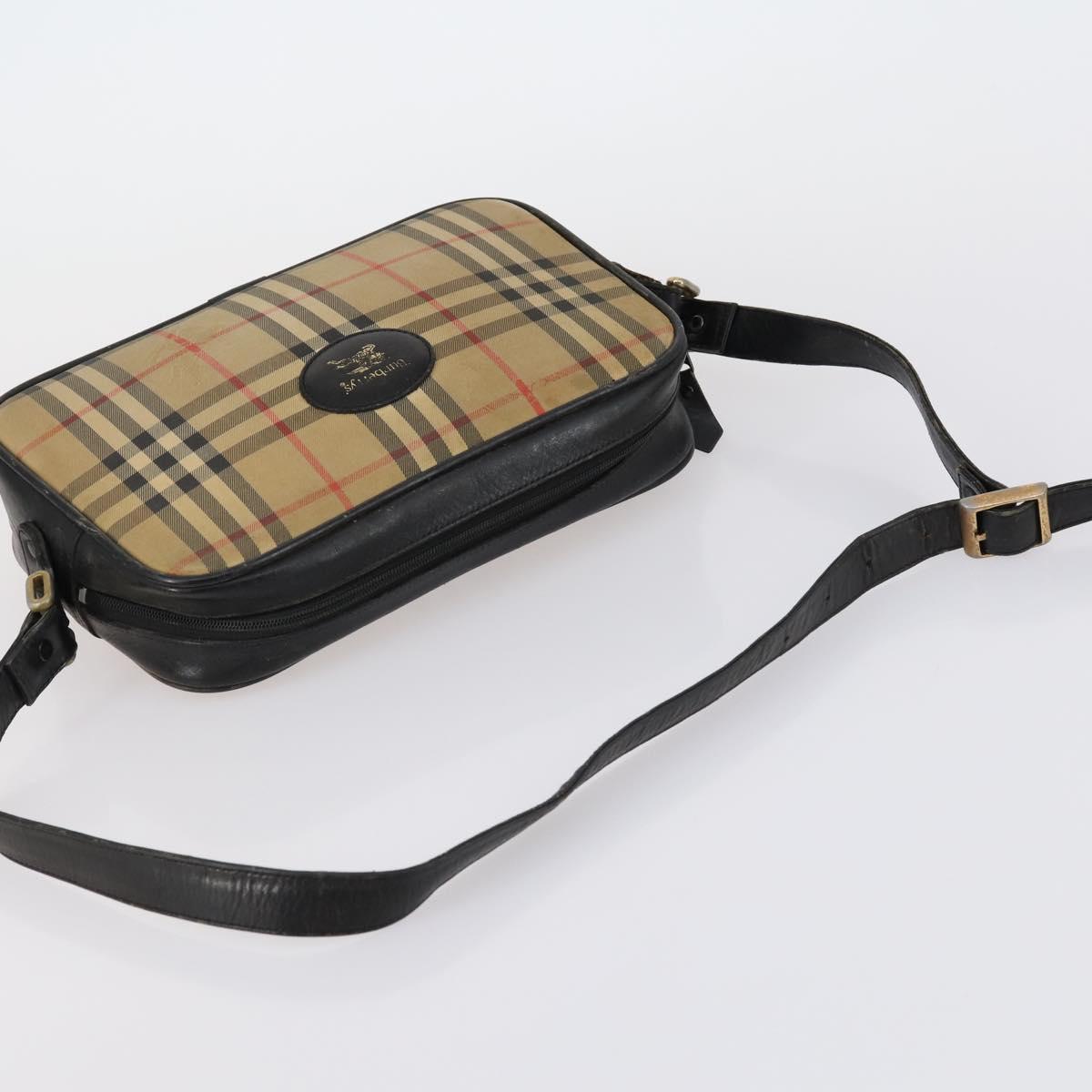 Burberrys Nova Check Shoulder Bag Nylon Canvas 2 Set Beige Auth 155112