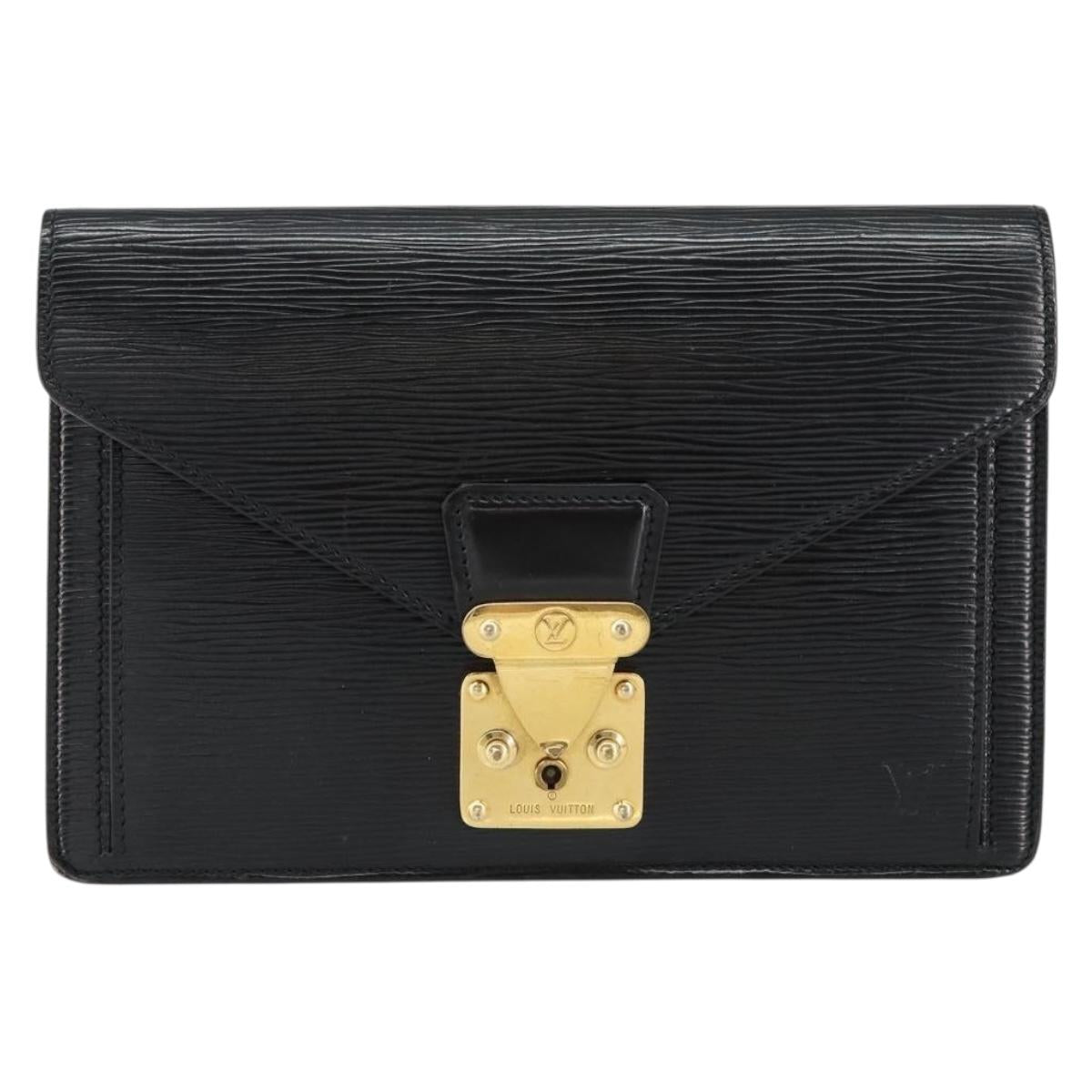 LOUIS VUITTON Epi Serie Dragonne Clutch Bag Black Noir M52612 LV Auth 155183