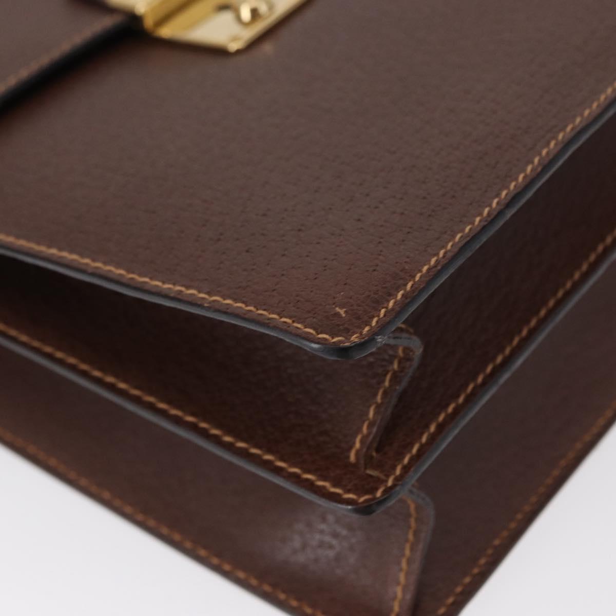 GUCCI Shoulder Bag Leather Gold Brown Auth 155188