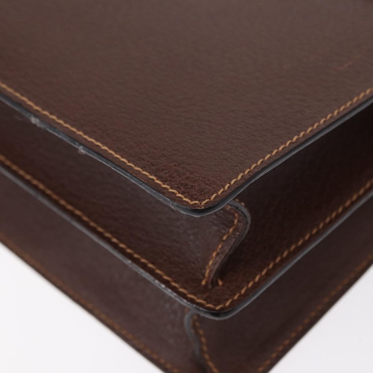 GUCCI Shoulder Bag Leather Gold Brown Auth 155188