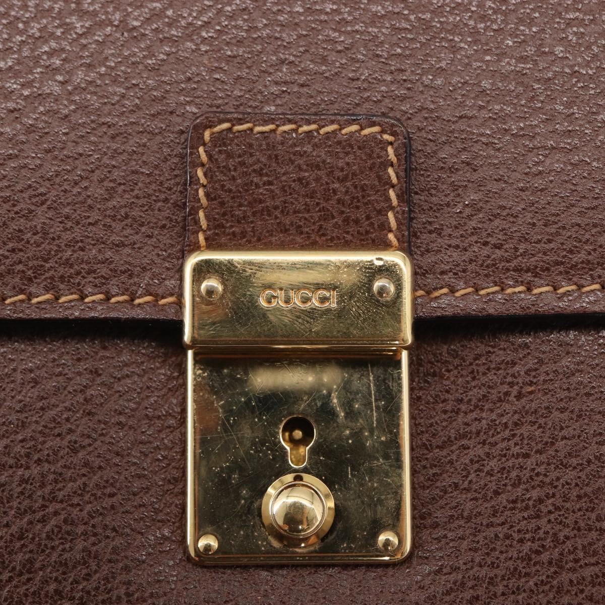 GUCCI Shoulder Bag Leather Gold Brown Auth 155188