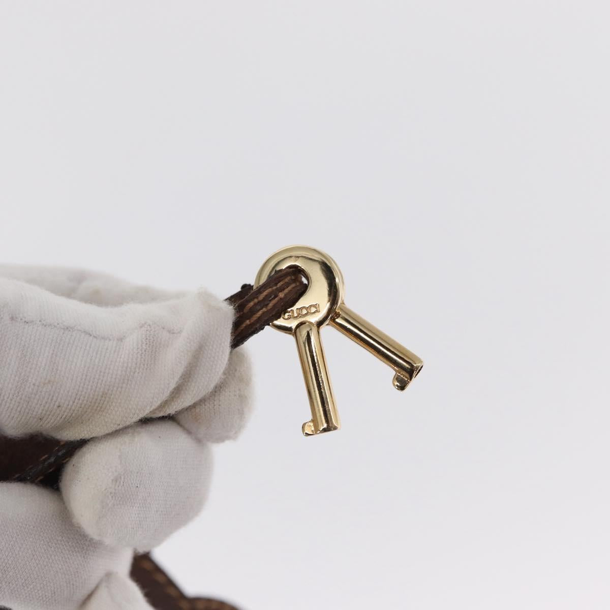 GUCCI Shoulder Bag Leather Gold Brown Auth 155188