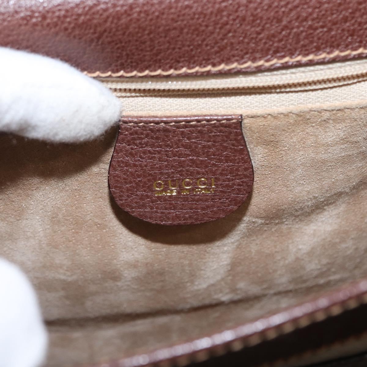 GUCCI Shoulder Bag Leather Gold Brown Auth 155188