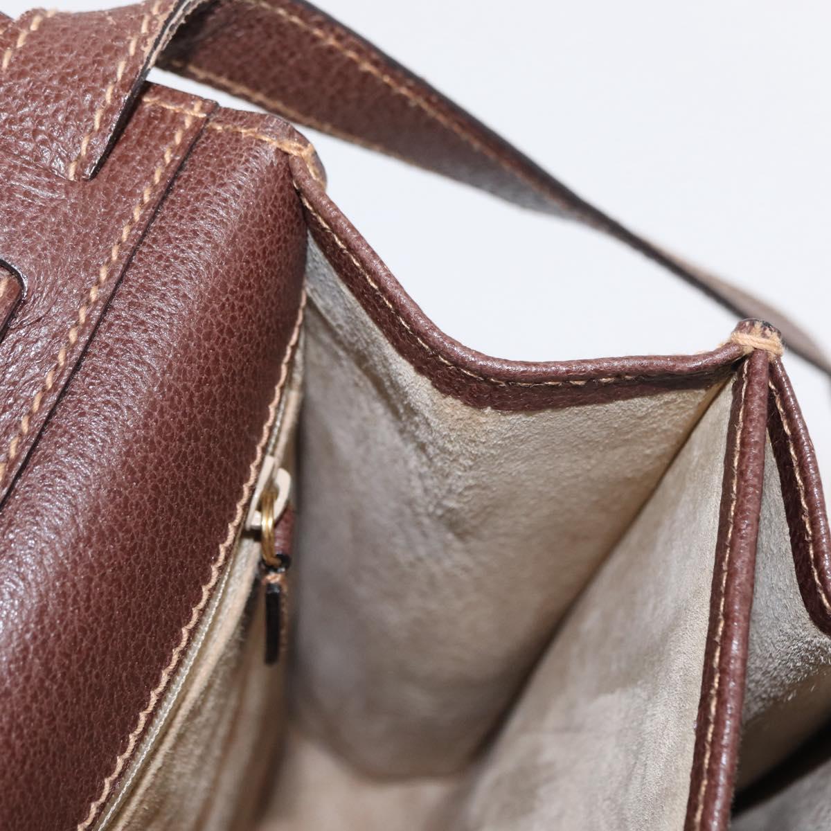 GUCCI Shoulder Bag Leather Gold Brown Auth 155188