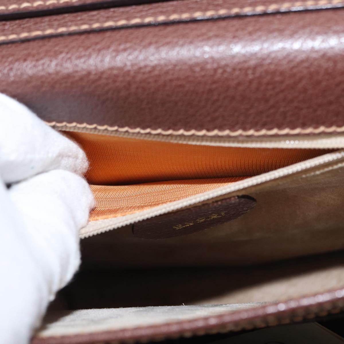 GUCCI Shoulder Bag Leather Gold Brown Auth 155188