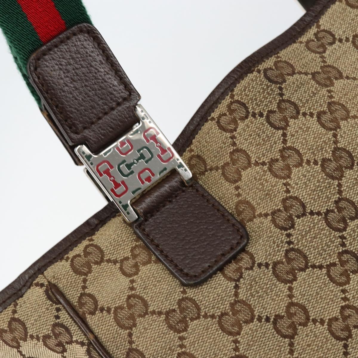 GUCCI GG Canvas Web Sherry Line Hand Bag Beige Red Green 145810 Auth 155191