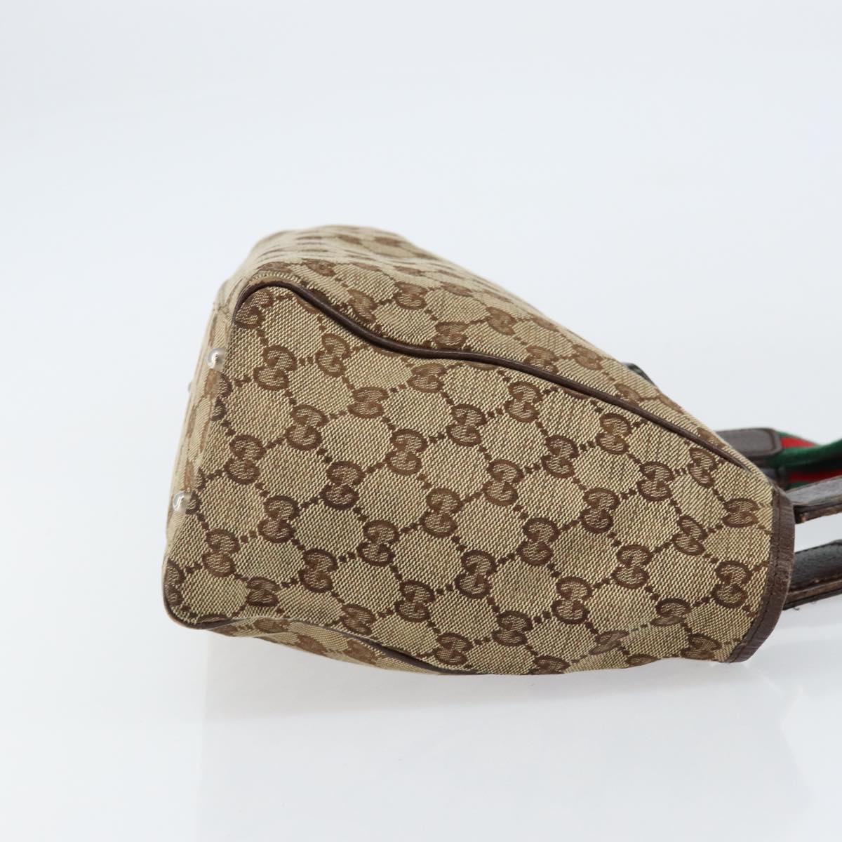 GUCCI GG Canvas Web Sherry Line Hand Bag Beige Red Green 145810 Auth 155191