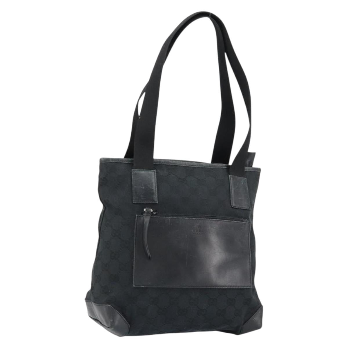 GUCCI GG Canvas Hand Bag Black 019 0402 Auth 155192