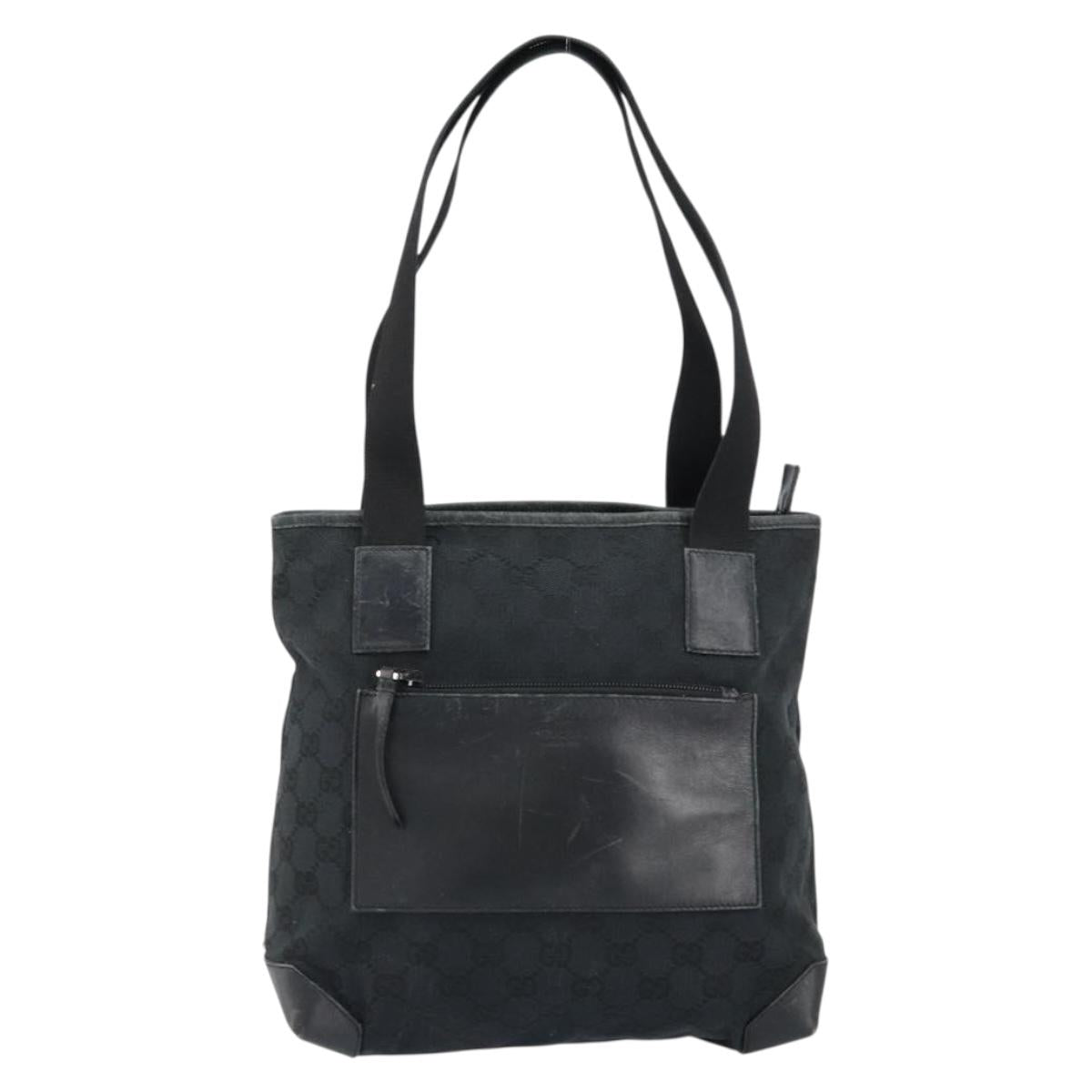 GUCCI GG Canvas Hand Bag Black 019 0402 Auth 155192