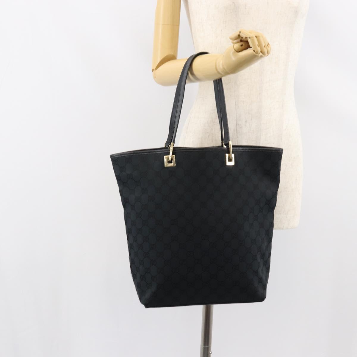 GUCCI GG Canvas Tote Bag Black Gold 002 1098 Auth 155193