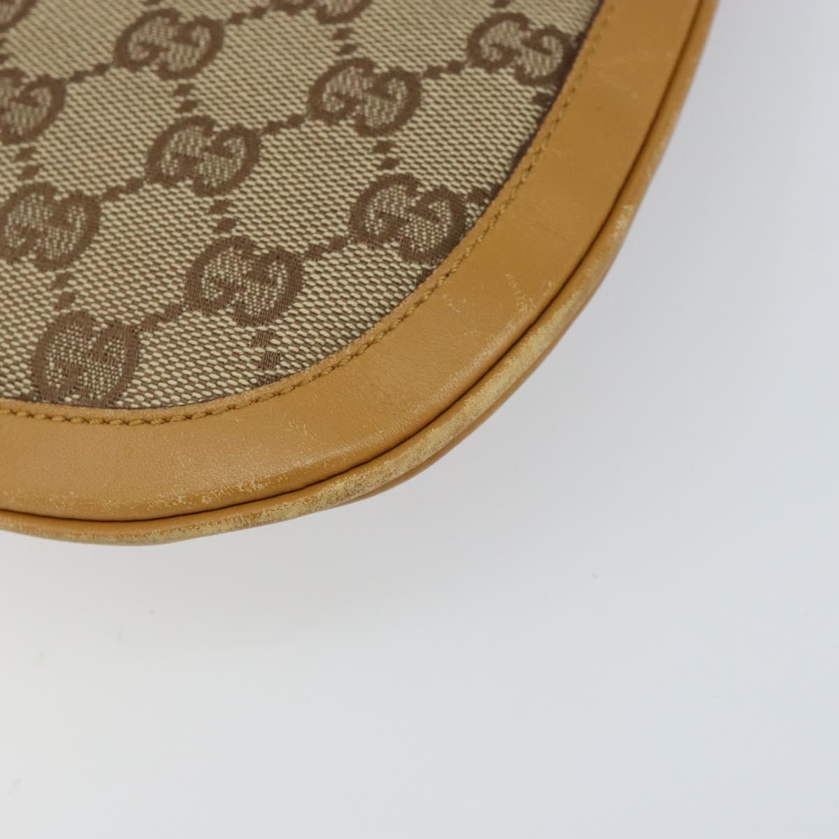 GUCCI GG Canvas Hand Bag Beige Gold Auth 155195