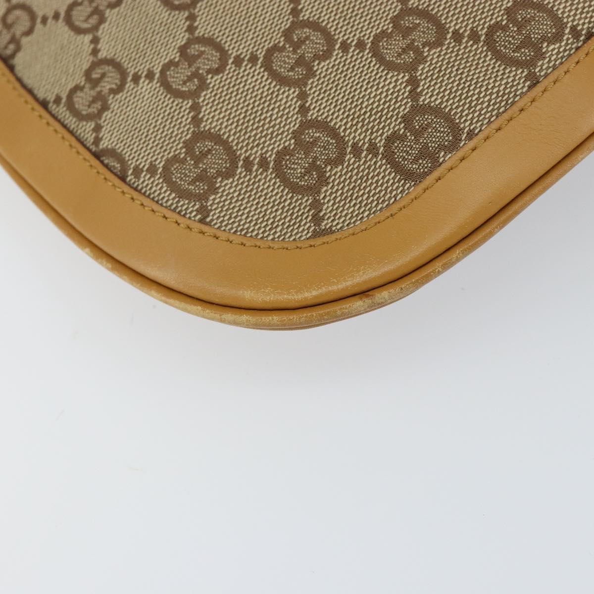 GUCCI GG Canvas Hand Bag Beige Gold Auth 155195