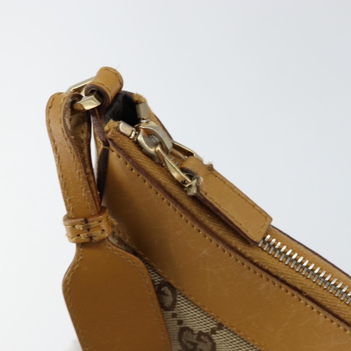 GUCCI GG Canvas Hand Bag Beige Gold Auth 155195