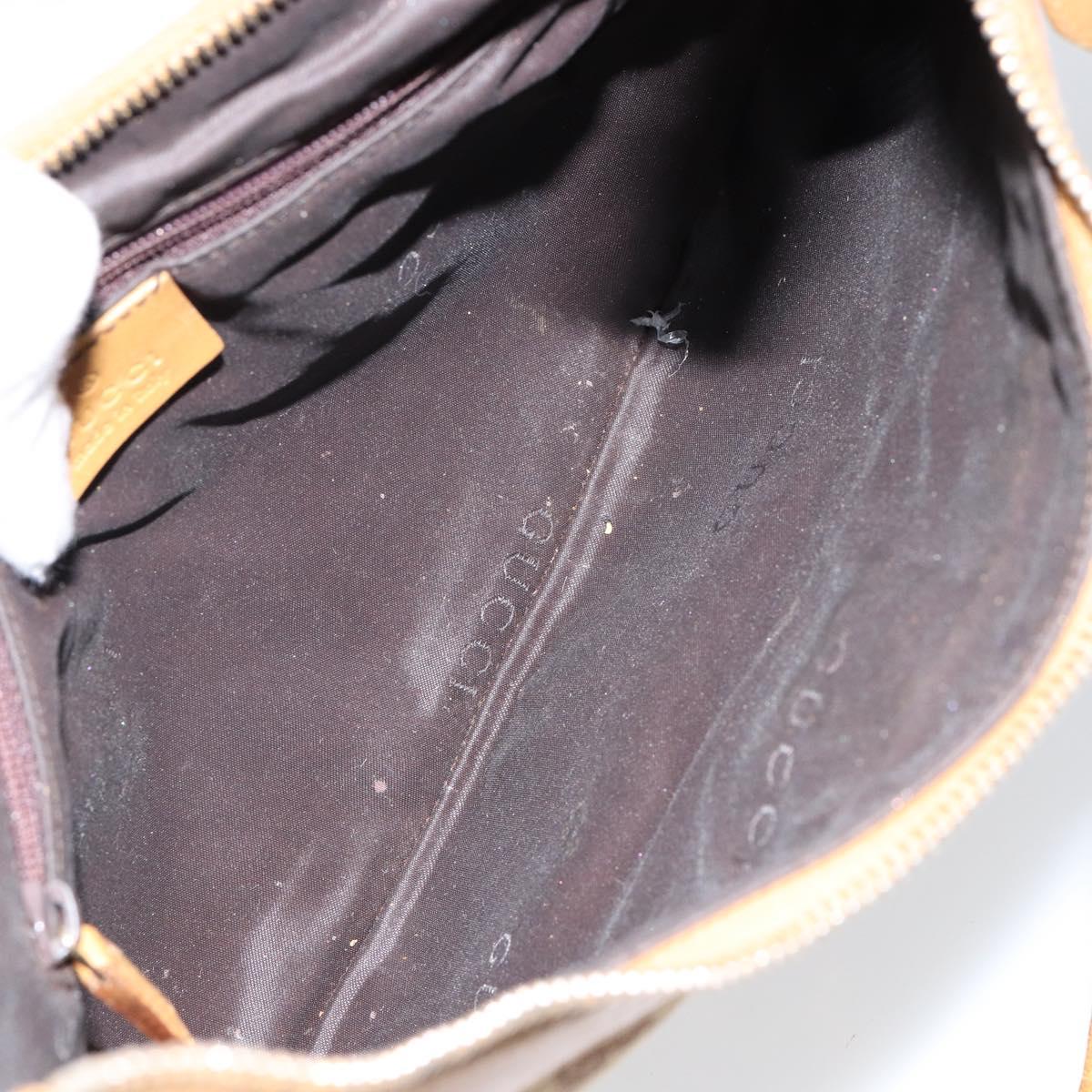 GUCCI GG Canvas Hand Bag Beige Gold Auth 155195