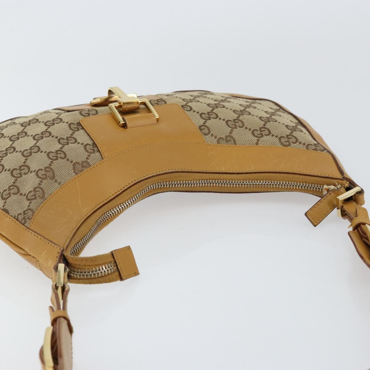 GUCCI GG Canvas Hand Bag Beige Gold Auth 155195