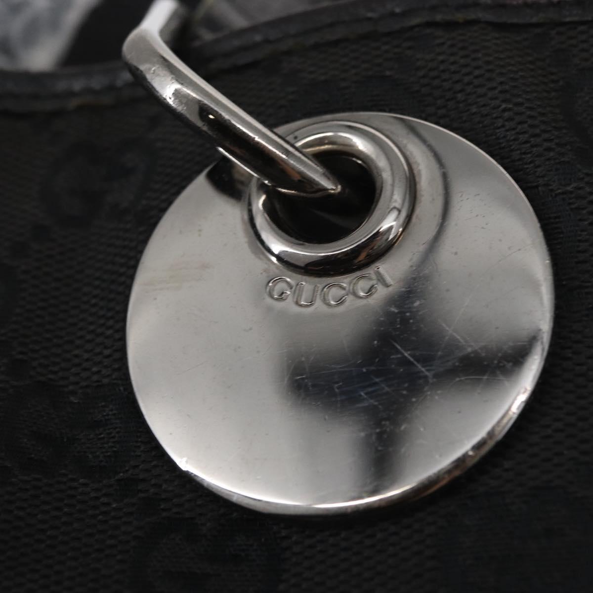 GUCCI GG Canvas Tote Bag Black Silver 120836 Auth 155197