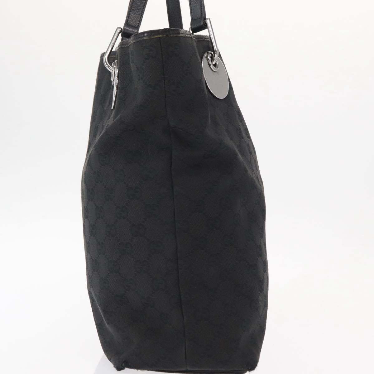 GUCCI GG Canvas Tote Bag Black Silver 120836 Auth 155197