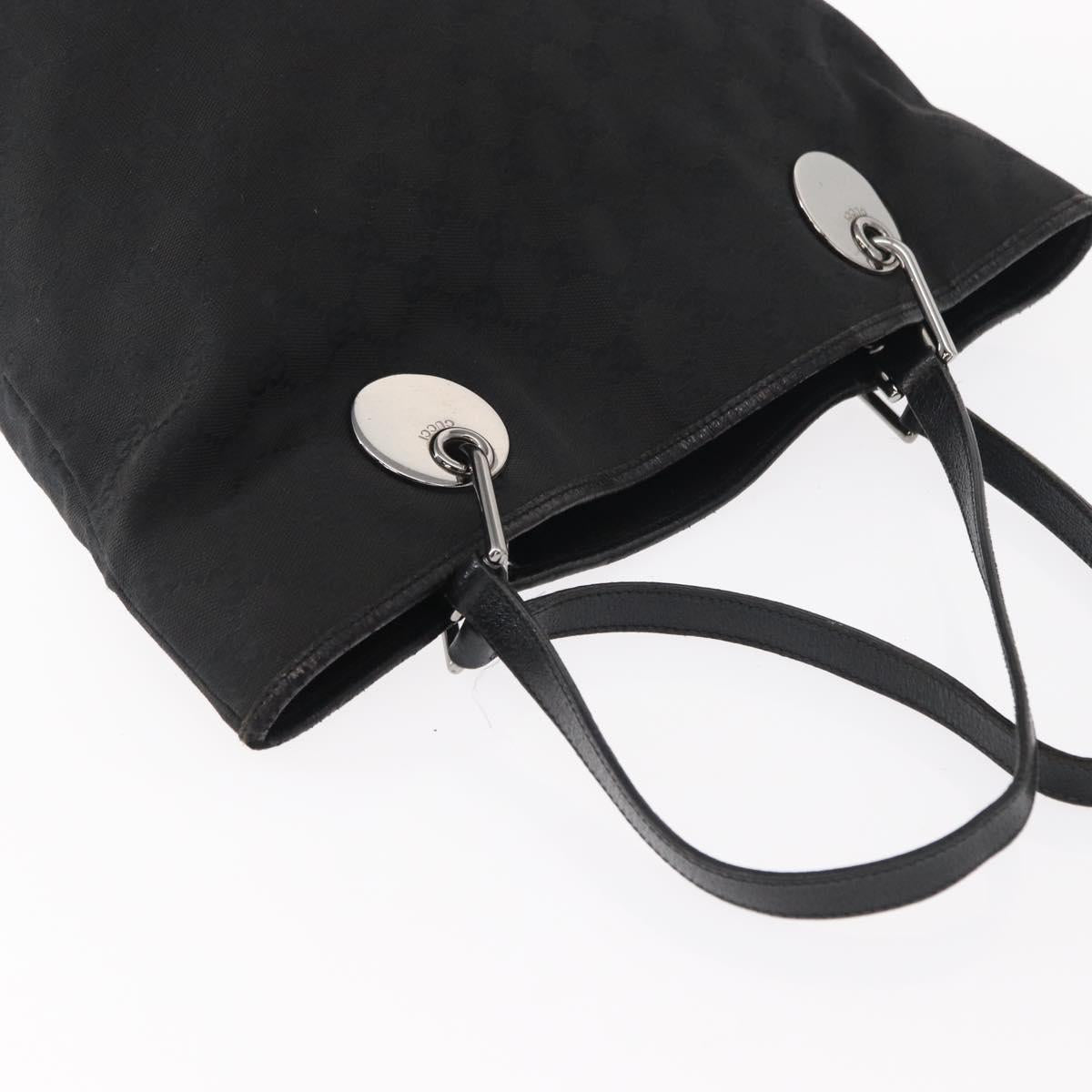 GUCCI GG Canvas Tote Bag Black Silver 120836 Auth 155197