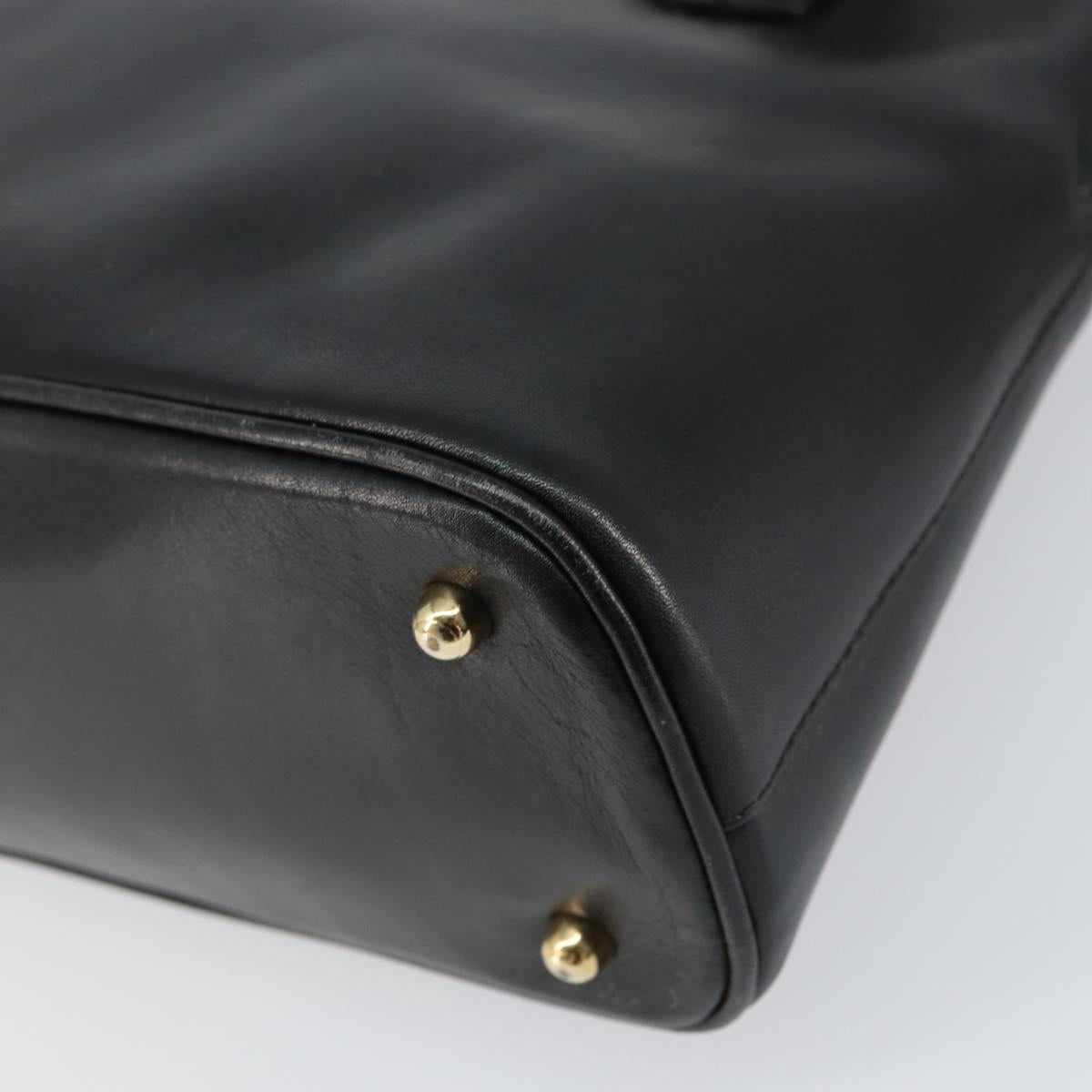 GUCCI Bamboo Hand Bag Leather 2way Black 000 1046 0290 Auth 155198
