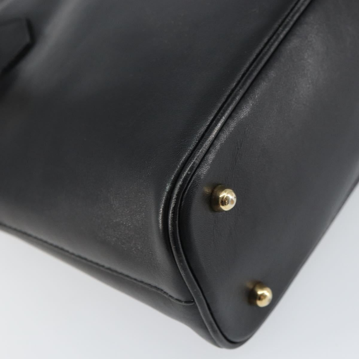 GUCCI Bamboo Hand Bag Leather 2way Black 000 1046 0290 Auth 155198