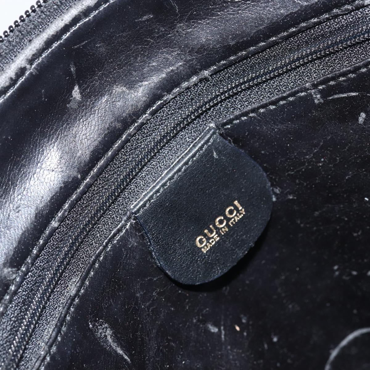 GUCCI Bamboo Hand Bag Leather 2way Black 000 1046 0290 Auth 155198