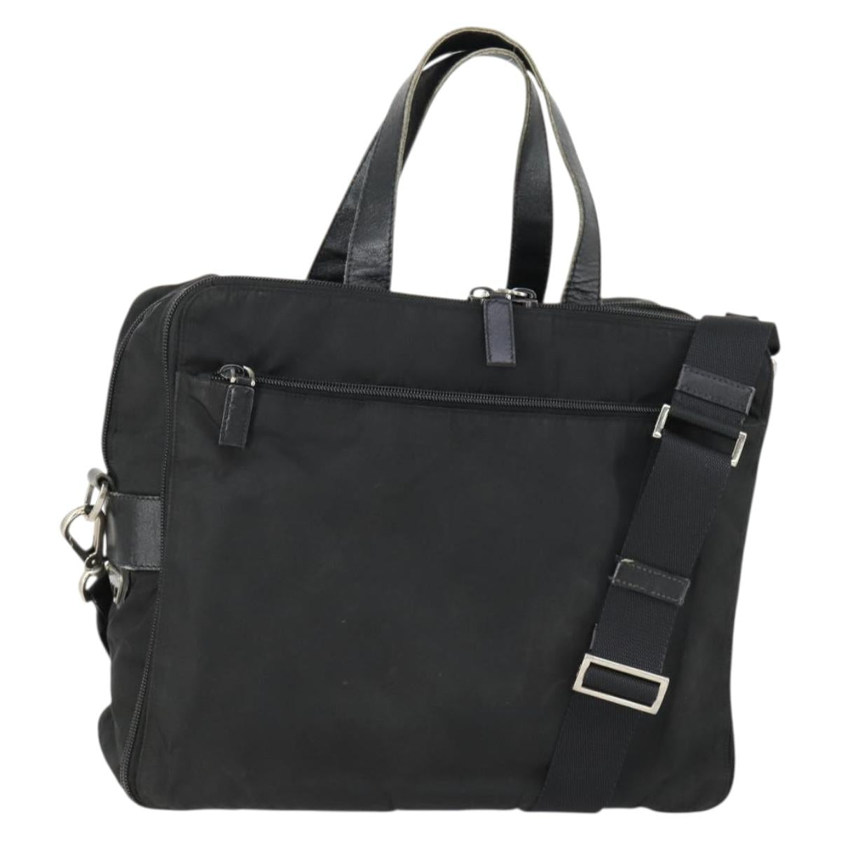 PRADA Business Bag Nylon 2way Black Silver Auth 155199