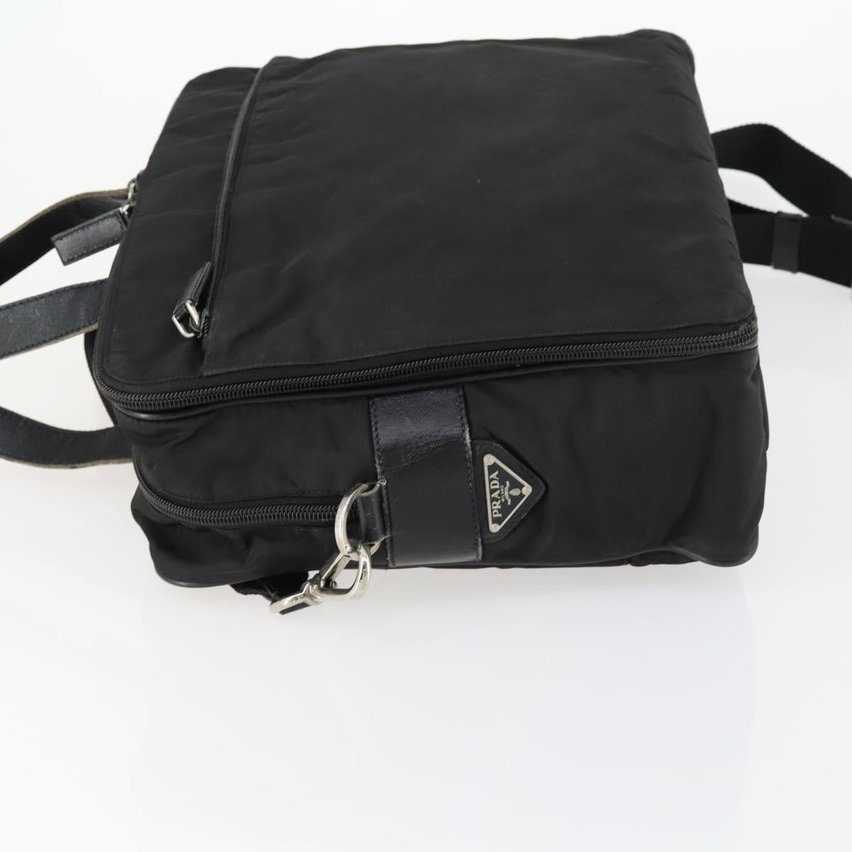 PRADA Business Bag Nylon 2way Black Silver Auth 155199