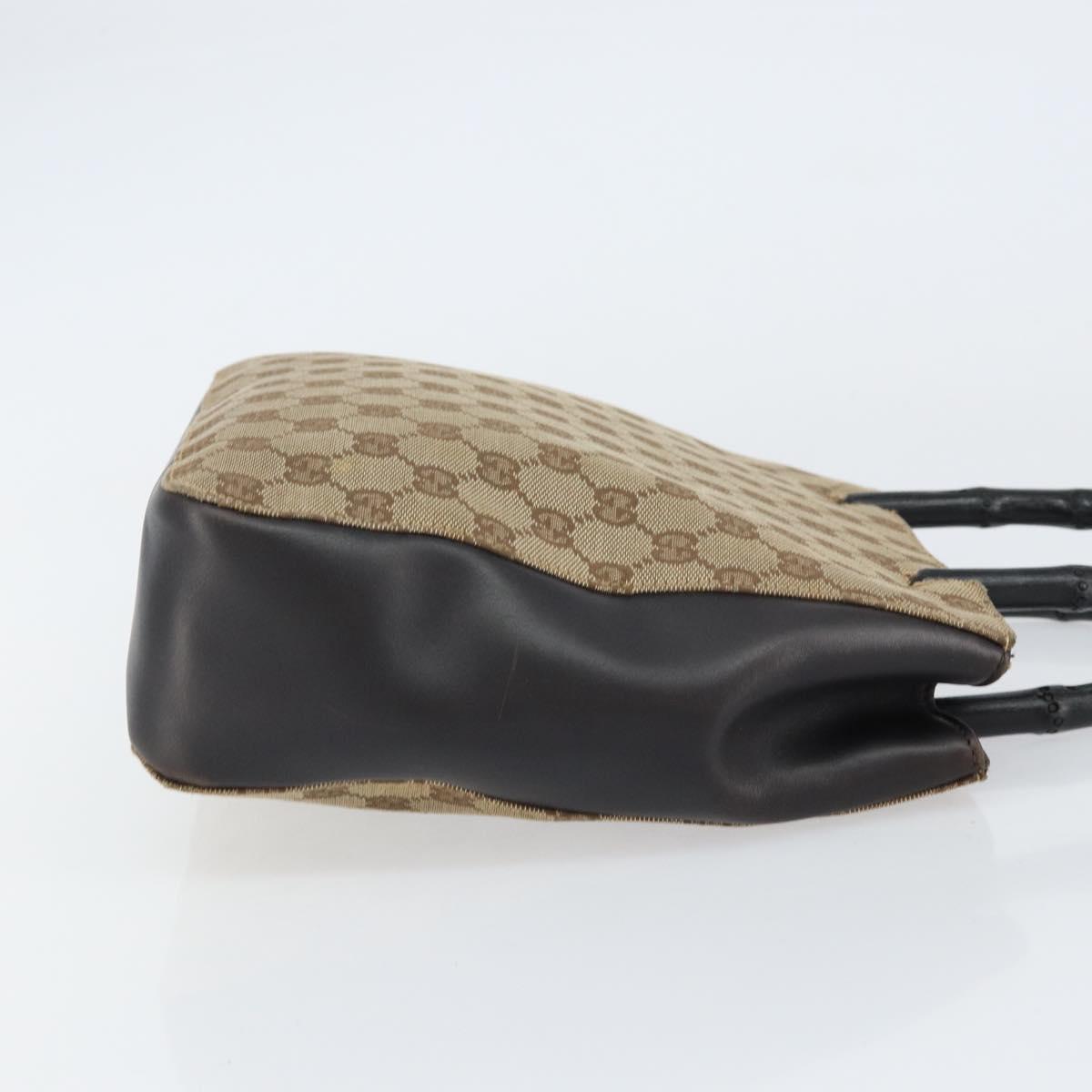 GUCCI Bamboo GG Canvas Hand Bag Beige 002 1061 Auth 155200
